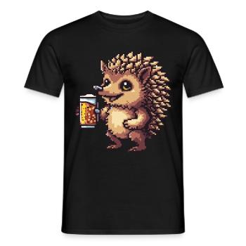 Igel Pixel Bier - Männer T-Shirt - Schwarz - Vorne - AI Model Male 178 light (178cm)