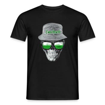 Sachsen Skull - Männer T-Shirt - Schwarz - Vorne - AI Model Male 178 light (178cm)