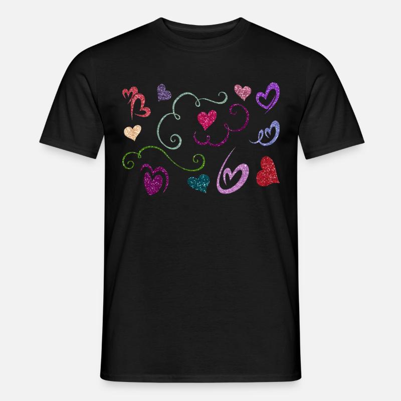 Glitzer Herzen Design - Männer T-Shirt - Schwarz
