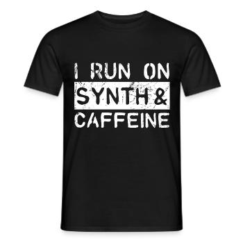 I run on synth & caffeine - Men's T-Shirt - black - Front - AI Model Male 178 light (178cm)