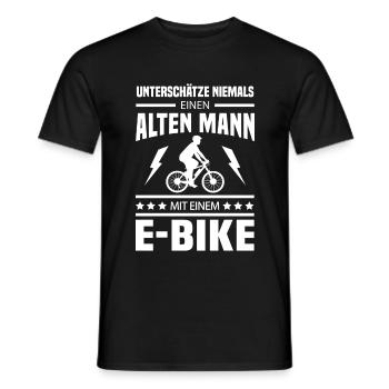 Alter Mann Ebike Rentner Fahrrad E-Bike - Männer T-Shirt - Schwarz - Vorne - AI Model Male 178 light (178cm)