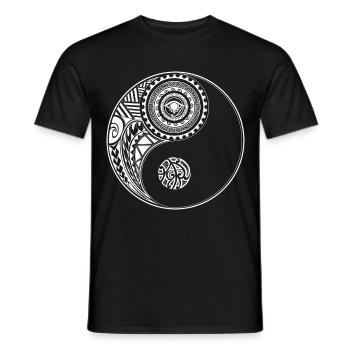 Yin et Yang Maori Polynesian Tattoo Mandala Zen - T-shirt homme - noir - Devant - AI Model Male 178 light (178cm)