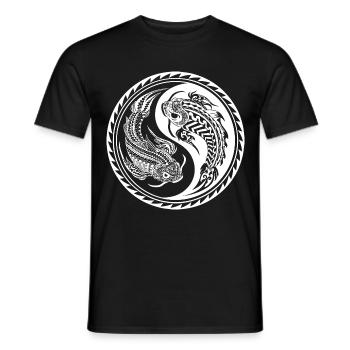 Koi Carp Maori Polynesian Tattoo - Men's T-Shirt - black - Front - AI Model Male 178 light (178cm)