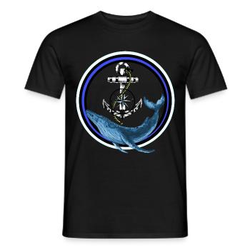 Marine mammal Fish Whale Fish Anchor maritime - Men's T-Shirt - black - Front - AI Model Male 178 light (178cm)