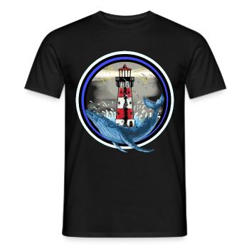 Marine Mammal Fish Whale Fish Lighthouse Nautical - Men's T-Shirt - black - Front - AI Model Male 178 light (178cm)