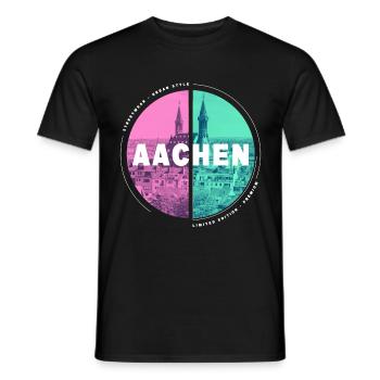 Aachen Germany City Skyline Home Love - Men's T-Shirt - black - Front - AI Model Male 178 light (178cm)