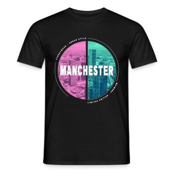 Manchester Angleterre UK City Skyline Accueil Amour - T-shirt homme - noir - Devant - AI Model Male 178 light (178cm)