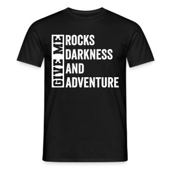 La spéléologie me donne l’exploration de la grotte rocheuse - T-shirt homme - noir - Devant - AI Model Male 178 light (178cm)