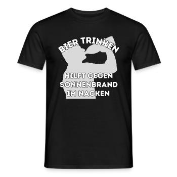 Bier trinken hilft gegen Sonnenbrand im Nacken - Männer T-Shirt - Schwarz - Vorne - AI Model Male 178 light (178cm)