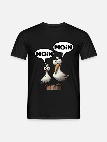 moin moin die Möwe - Männer T-Shirt - Schwarz