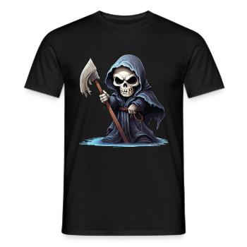 Faucheuse, Faux, Mort, Crâne, Crâne, Squelette - T-shirt homme - noir - Devant - AI Model Male 178 light (178cm)