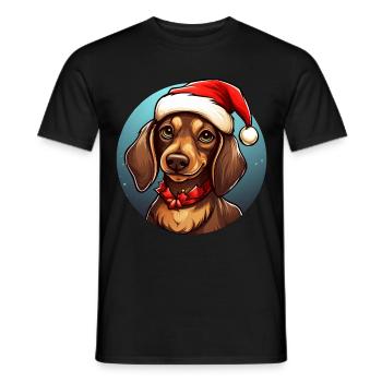 Dackel Weihnachten - Männer T-Shirt - Schwarz - Vorne - AI Model Male 178 light (178cm)