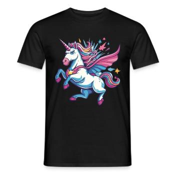 Unicorn Superhero Superpowers Supernatural Comic - Men's T-Shirt - black - Front - AI Model Male 178 light (178cm)