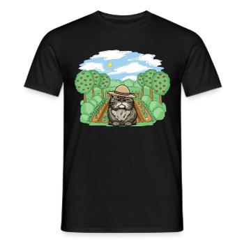 Farm Cat Cats Gardener Hobby Gardener - Men's T-Shirt - black - Front - AI Model Male 178 light (178cm)