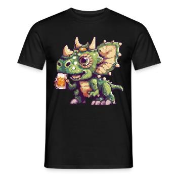 Dinosaurier triceratops Pixel Bier - Männer T-Shirt - Schwarz - Vorne - AI Model Male 178 light (178cm)