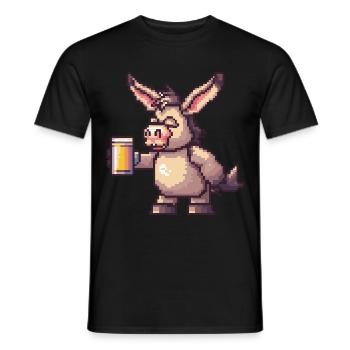 Esel Pixel Bier - Männer T-Shirt - Schwarz - Vorne - AI Model Male 178 light (178cm)