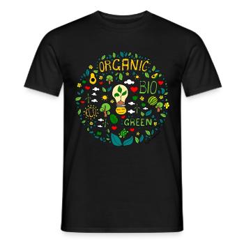 croquis de la planète verte en coloré - T-shirt homme - noir - Devant - AI Model Male 178 light (178cm)