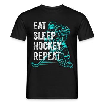 Eat Sleep Hockey Repeat hockey saying vintage - Men's T-Shirt - black - Front - AI Model Male 178 light (178cm)
