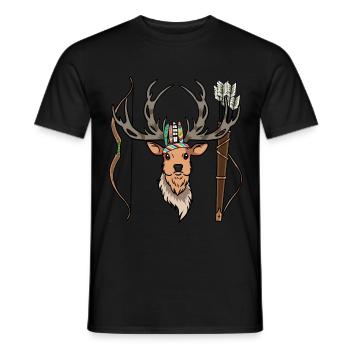 Deer, Elk, Antlers, Deer Head, Wild Hunts - Men's T-Shirt - black - Front - AI Model Male 178 light (178cm)
