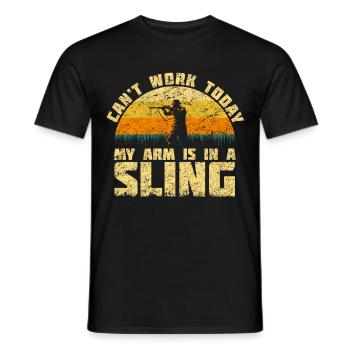 Hunter Quote Life Bow Hunting Can't Work He - Men's T-Shirt - black - Front - AI Model Male 178 light (178cm)
