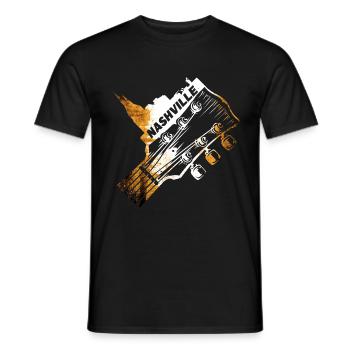 Nashville Tennessee USA Gitarre Skyline Musik - Männer T-Shirt - Schwarz - Vorne - AI Model Male 178 light (178cm)