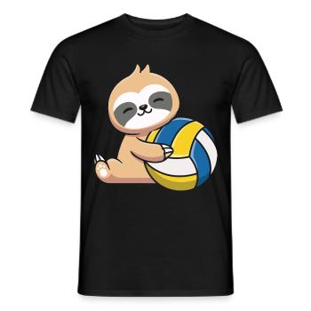 Sloth with volleyball - Men's T-Shirt - black - Front - AI Model Male 178 light (178cm)
