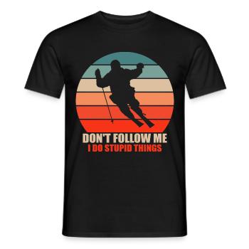 Skiing Skiers Ski holiday Ski winter sports - Men's T-Shirt - black - Front - AI Model Male 178 light (178cm)