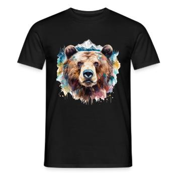 Ours, Grizzly, Tête d’ours, Nature, Nature, Nature, Forêt, Montagnes - T-shirt homme - noir - Devant - AI Model Male 178 light (178cm)