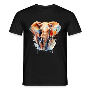 Aquarelle d’éléphant - T-shirt homme - noir - Devant - AI Model Male 178 light (178cm)