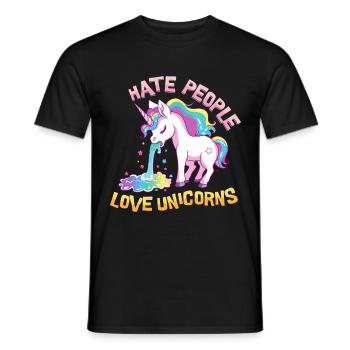 Ich Hasse Menschen Einhorn Kotzt Regenbogen Lustig - Männer T-Shirt - Schwarz - Vorne - AI Model Male 178 light (178cm)