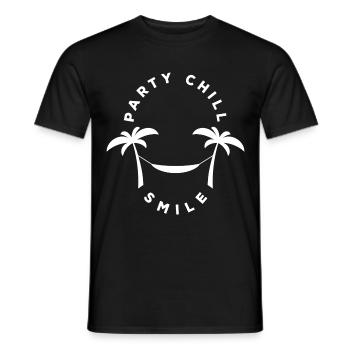 Palmier Hamac Fête, Chill, Sourire, Été - T-shirt homme - noir - Devant - AI Model Male 178 light (178cm)