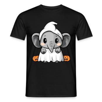 Éléphant Halloween Bande dessinée Fantôme - T-shirt homme - noir - Devant - AI Model Male 178 light (178cm)