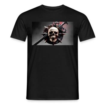 totenkopf schwert lanze - Männer T-Shirt - Schwarz - Vorne - AI Model Male 178 light (178cm)