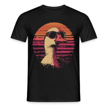 Gans mit Sonnenbrille Vintage Sonnenuntergang - Männer T-Shirt - Schwarz - Vorne - AI Model Male 178 light (178cm)