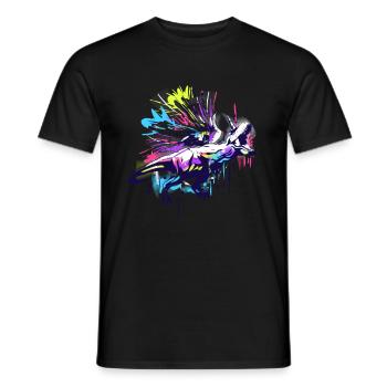 Tyrannosaure Rex arc-en-ciel - T-shirt homme - noir - Devant - AI Model Male 178 light (178cm)