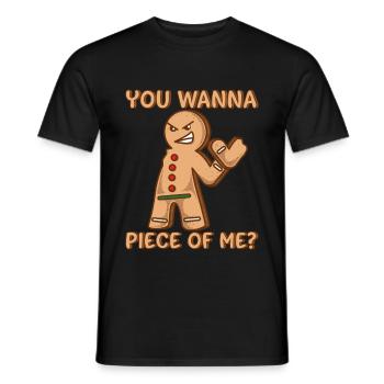 Funny Christmas gift gingerbread man - Men's T-Shirt - black - Front - AI Model Male 178 light (178cm)