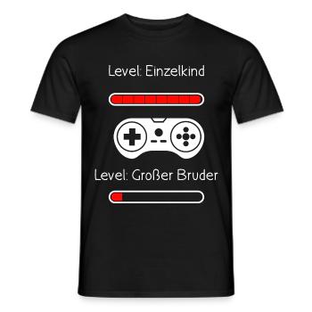 Großer Bruder Level Up Einzelkind Completet Zocker - Männer T-Shirt - Schwarz - Vorne - AI Model Male 178 light (178cm)