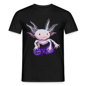 Gamer Axolotl Zocker Gaming - Männer T-Shirt - Schwarz - Vorne - AI Model Male 178 light (178cm)