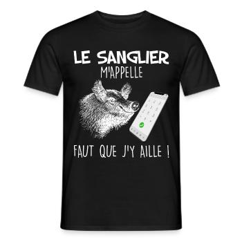 Le sanglier m'appelle cadeau pour papy chasseur - T-shirt homme - noir - Devant - AI Model Male 178 light (178cm)