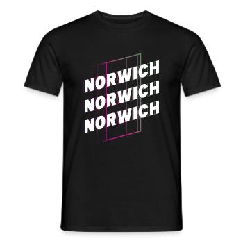 Norwich England UK City Font Skyline Home - Men's T-Shirt - black - Front - AI Model Male 178 light (178cm)