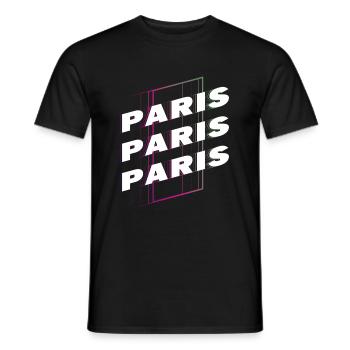 Paris France City Font Skyline Accueil - T-shirt homme - noir - Devant - AI Model Male 178 light (178cm)