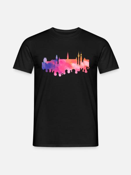 Hamburg Deutschland Stadt Skyline Splash Bunt - Männer T-Shirt - Schwarz