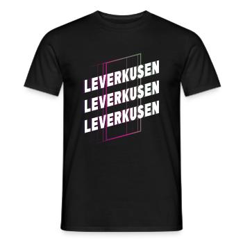 Leverkusen Germany City Font Skyline - Men's T-Shirt - black - Front - AI Model Male 178 light (178cm)