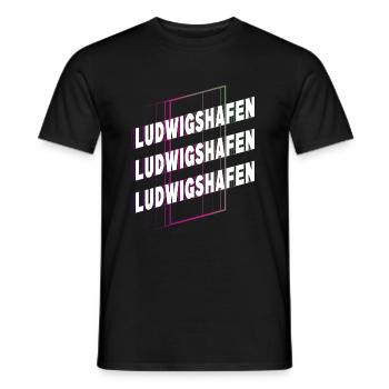 Ludwigshafen Germany City Font Skyline - Men's T-Shirt - black - Front - AI Model Male 178 light (178cm)