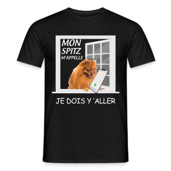 Mon spitz m'appelle Humour Petit Chien De Race - T-shirt homme - noir - Devant - AI Model Male 178 light (178cm)