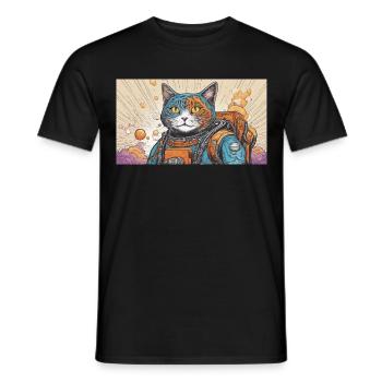 Weltraum Katze - Männer T-Shirt - Schwarz - Vorne - AI Model Male 178 light (178cm)
