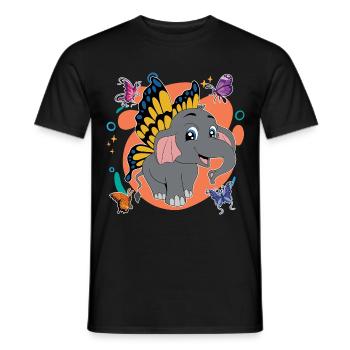 Zoo Animal Lover Gift Butterfly Elephant - Men's T-Shirt - black - Front - AI Model Male 178 light (178cm)