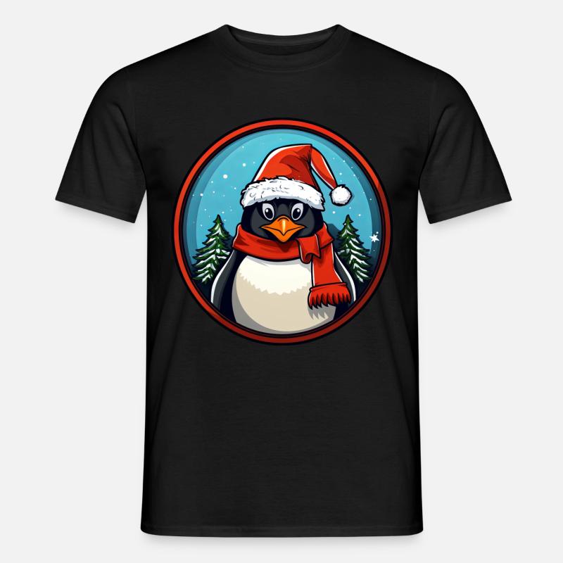 Pinguin Weihnachten - Männer T-Shirt - Schwarz