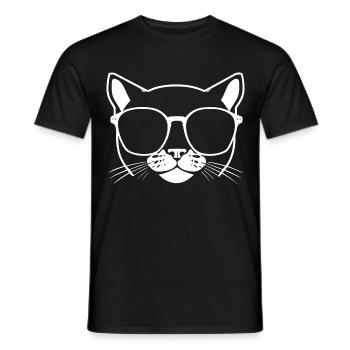 Drôle de chat avec des lunettes de soleil Chaton Sunglas Cats - T-shirt homme - noir - Devant - AI Model Male 178 light (178cm)