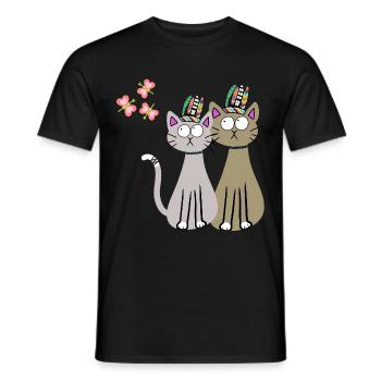 Chat Chats Hippi Hippies Enfants Enfant - T-shirt homme - noir - Devant - AI Model Male 178 light (178cm)